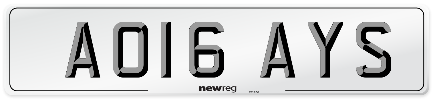 AO16 AYS Number Plate from New Reg